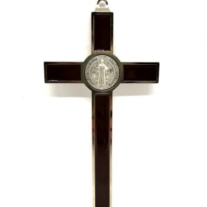 Saint Benedict black lacquered metal Crucifixe 12 cm