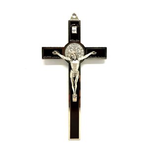 Saint Benedict black lacquered metal Crucifixe 12 cm