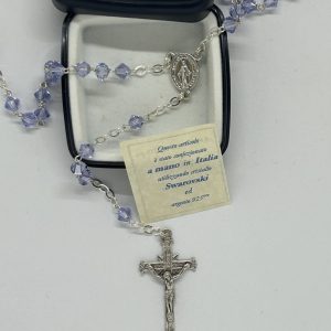 Rosario argento colore lilla certificato