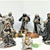 Presepe completo 10 statue resina e stoffa 17 cm