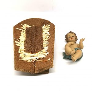 Gesù bambino 16 cm con culla resina e paglia 2