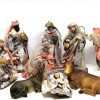 Presepe completo 10 soggetti resina e stoffa 17 cm