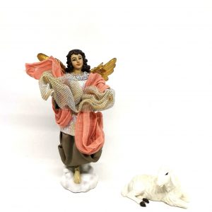 Presepe completo 10 soggetti resina e stoffa 17 cm angelo