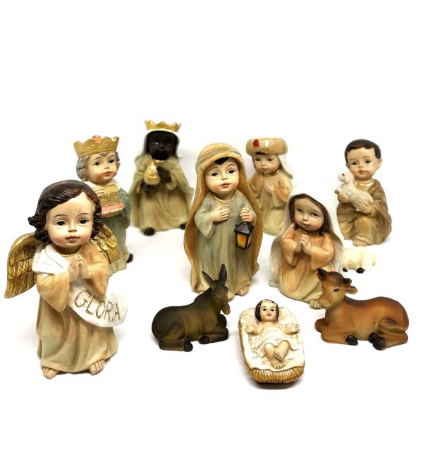 Presepe completo 11 soggetti in resina 10 cm