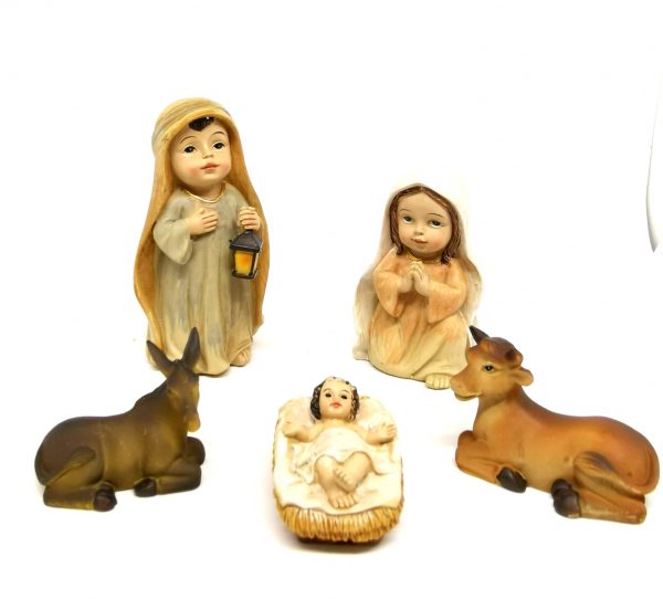 Presepe completo 11 soggetti in resina 10 cm natività