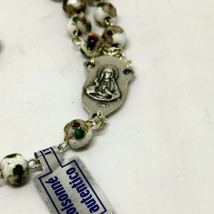 White Cloisonnè Rosary 8 mm