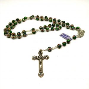 Green cloisonnè rosary 6 mm