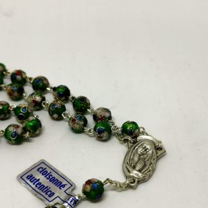 Green cloisonnè Rosary 6 mm