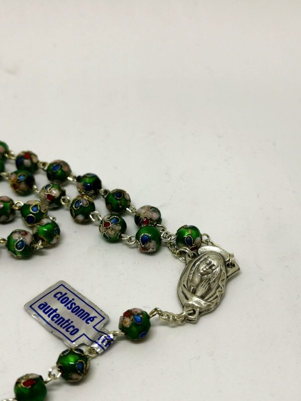 Green cloisonnè Rosary 6 mm