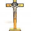Croce San Benedetto legno d'ulivo con base
