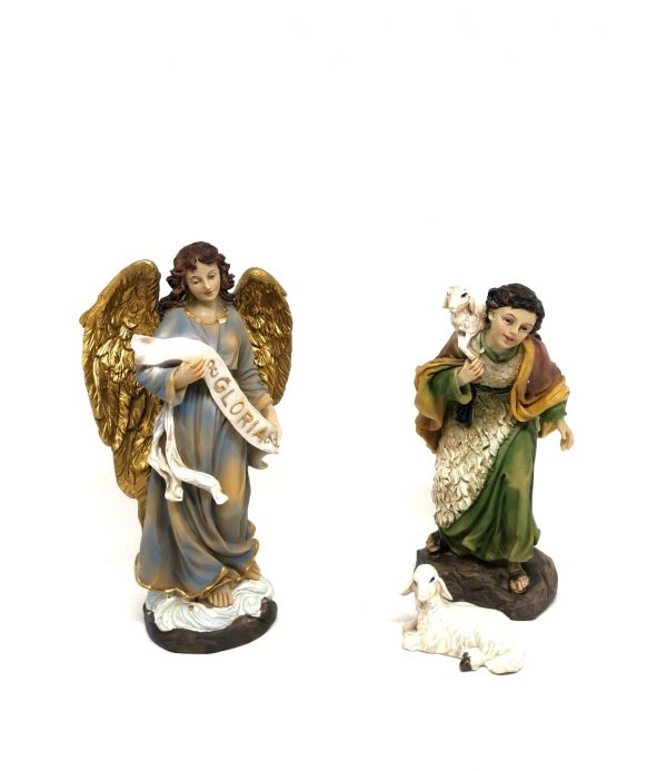 Presepe comleto 16 cm 11 soggetti angelo e pastore