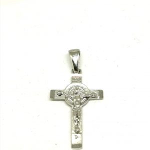 Saint Benedict Silver cross pendant