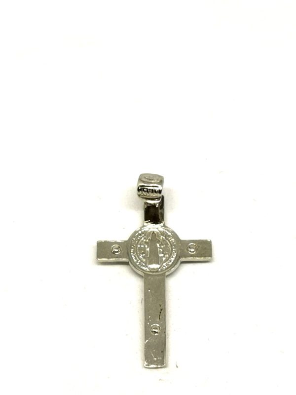 Croce pendente S. Benedetto argento 925 retro