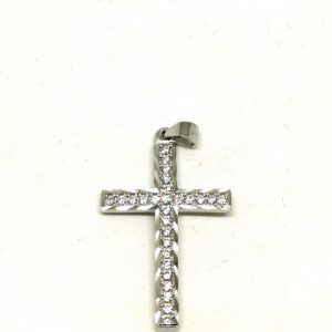 Pendente Croce argento con zirconi