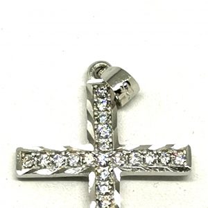 Pendente Croce argento con zirconi particolare