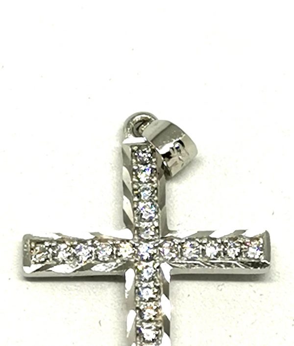 Pendente Croce argento con zirconi particolare