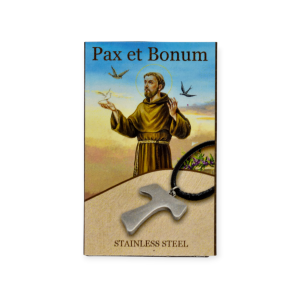 Croce Tau Pax et Bonum in Acciaio Inox - Confezione