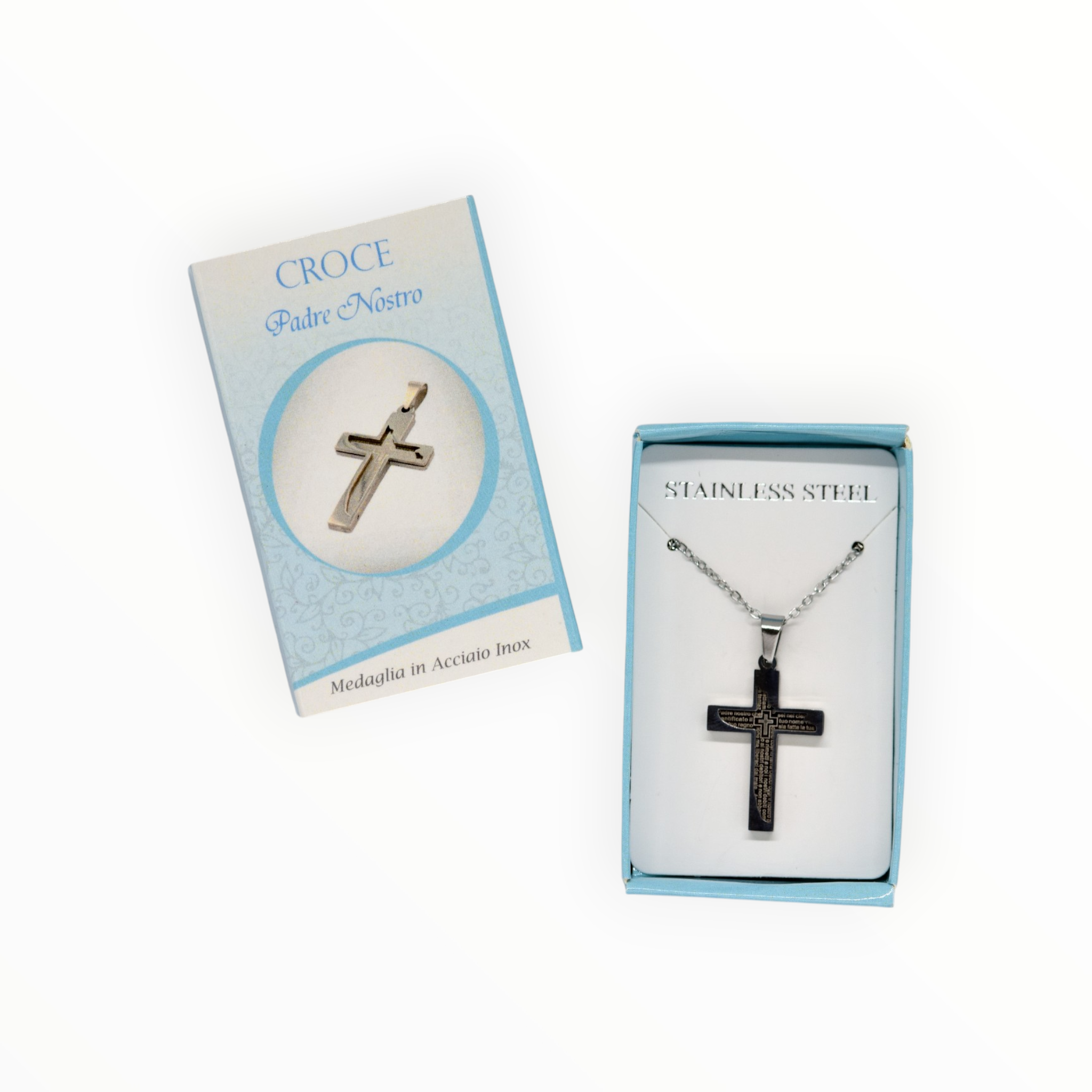 Croce Padre Nostro in acciaio inox Croce Padre Nostro in acciaio inox