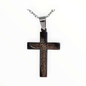 Croce Padre Nostro in acciaio inox - Dettaglio Croce